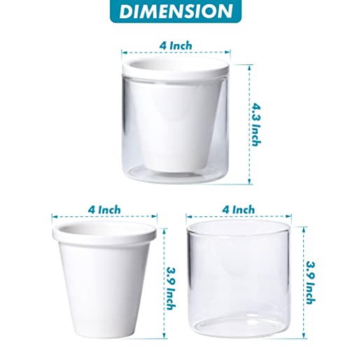 D'vine Dev Self-Watering White Terracotta Planter, 4 in, 2-Pack, 37-Y-A-2 - color: White, size: 4 Inch