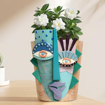 Mrlikale Abstract Face Planter Pots, Unique Head Planter with Drainage Hole - color: Abstract Face 2, size: Large