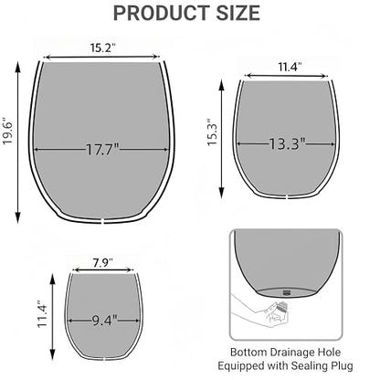 Wallowa 17.7"+13.3"+9.5" Round Weathered Concrete Planters Set of 3 - color: Black, size: Set of 3
