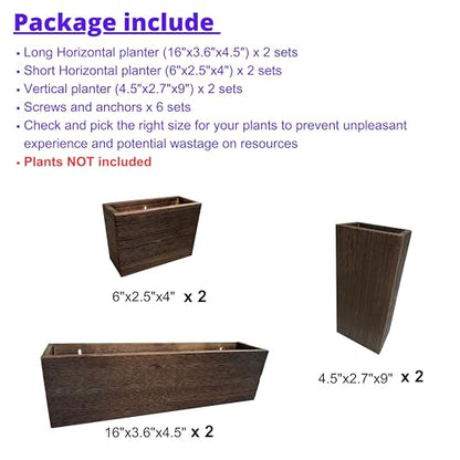 LaLaGreen Wood Planter Box for Plants (6 Pack) Wall Planters for Indoor - size: 6-pc Set A