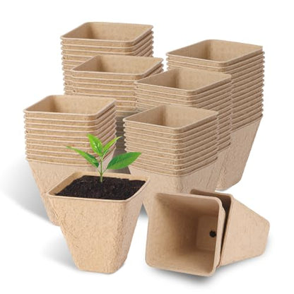 80-Pack 3.15" Square Biodegradable Seed Starter Pots