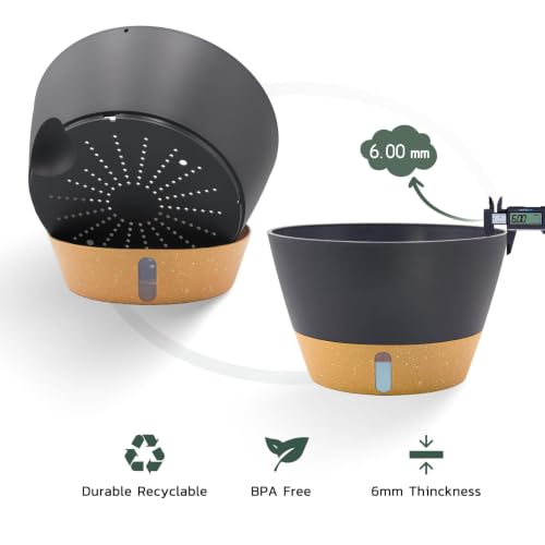 ZMTECH Large 12Inch Self Watering Hanging Planter, Water Window & Chain - color: Dark Gray