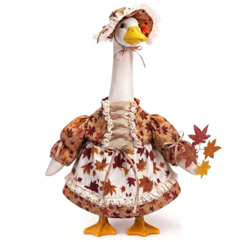 Fall Porch Goose Outfits Fits 23" Garden Yard Patio Goose Statue - color: Fall Maple