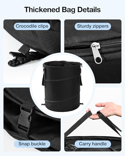 MXIMU Collapsible Trash Can for Garden, 24 Gallons, Black
