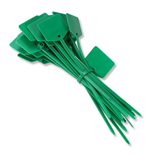 4 in Marker Nylon Cable Ties, Plastic Water Proof Tags, Self-Locking Written-on Cable Marker, Security Seals Label for Cabling, Wire Marking Label, Shipping Hanging Tags - Green/ 100pcs - color: Green, size: Small