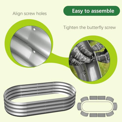 Galvanized Garden Bed kit for Vegetables/Herbs/Flowers (8X4X1) - size: 8X4X1