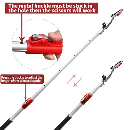 GARTOL Pruner for Garden, Cut Upto 1 Inch & Hold Telescopic Pole Pruner, Fruit Picker with Rotating Blade Head, Lightweight Aluminum Extendable Handle for Tree Branch Cutter, 6.23-10.5 FT, Silver - size: 6.23-10.5 FT
