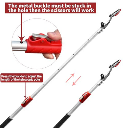 GARTOL Pruner for Garden, Cut Upto 1 Inch & Hold Telescopic Pole Pruner, Fruit Picker with Rotating Blade Head, Lightweight Aluminum Extendable Handle for Tree Branch Cutter, 6.23-10.5 FT, Silver - size: 6.23-10.5 FT