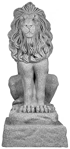 EMSCO Group Guardian Lion Statue Natural Granite Appearance Made of Resin Lightweight 28" Height - color: Granite, style: Guardian Lion