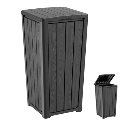 EFU 38 Gallon Outdoor Trash Can with Lid, Waterproof Garbage Can Bin - color: Black