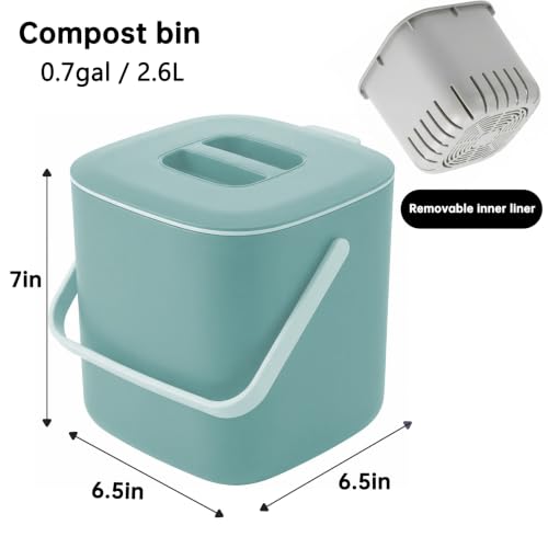 Compost Bin Kitchen, 0.7 Gal Sealed Countertop Compost Bin (Green) - color: Green