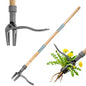 Stand Up Weed Puller, Adjustable Bamboo 4-Claw Steel Garden Weeder