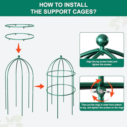 DoCred 6 Pack Peony Cage, 15.7" x 31.5" Metal Plant Support Garden Trellis - color: Green, size: 31.5"H x 15.7"W/6PC