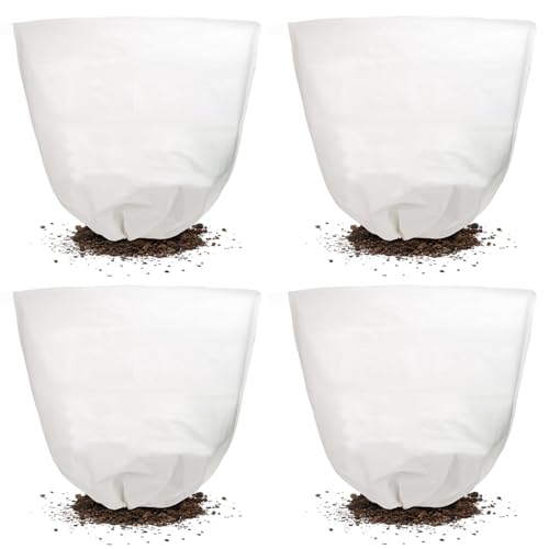 2 Pcs 39 x 39 in Winter Plant Covers Freeze Protection with Drawstring - color: white