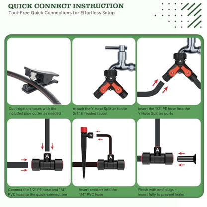 Anleolife 100FT Drip Irrigation Kit, All-in-One Quick-Connect System - style: 100FT Complete Kit