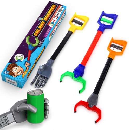 Interactive Grabber Toy for Kids – 3 Pack Robot Claw Arm Set, Hand-Eye Coordination STEM Tool, 18 Inch Reacher Grasping Toy - style: Robot Hand and Robotic Claw Grabber