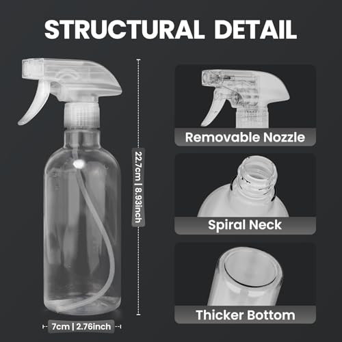 DIYSELF 4 Pack Spray Bottles, 500ml / 16oz Empty Plastic Water Spray Bottle - color: Clear, size: 4-Pack
