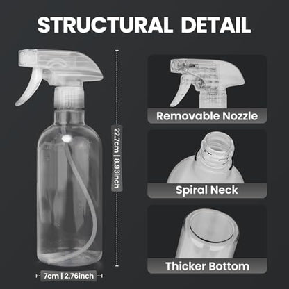 DIYSELF 4 Pack Spray Bottles, 500ml / 16oz Empty Plastic Water Spray Bottle - color: Clear, size: 4-Pack