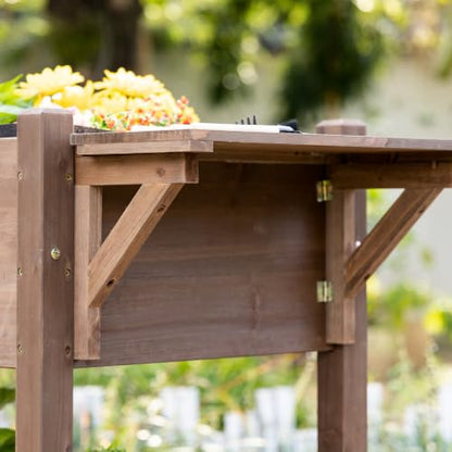 Outsunny Wooden Raised Garden Bed with 8 Grow Grids 49"x21"x34", Brown - color: Brown