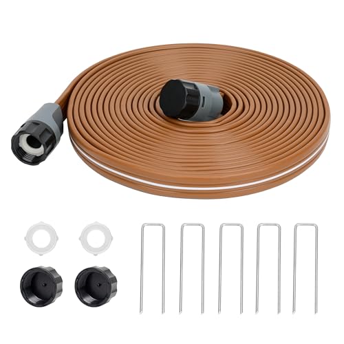 Sprinkler Hose with Holes 25 FT, Flat Sprinkler Soaker Hoses for Garden - color: Brown, size: 25FT