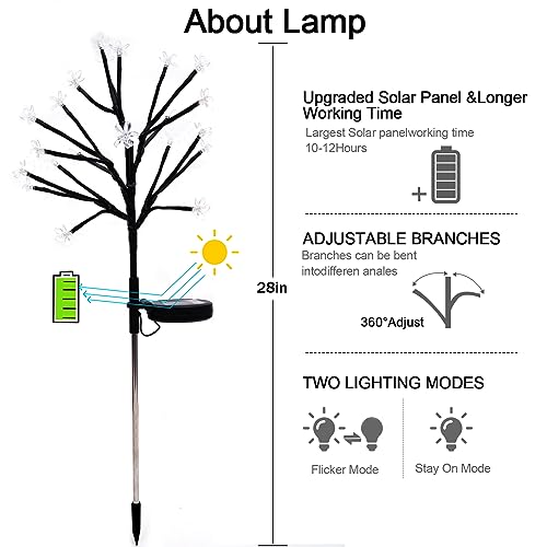6 Pack Solar Lights Outdoor Waterproof, Garden Lights Solar Flowers - color: Warm White Cherry 6Pack