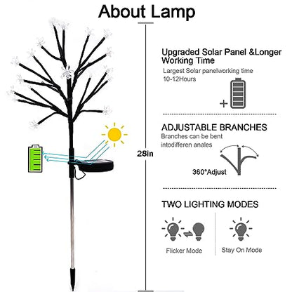6 Pack Solar Lights Outdoor Waterproof, Garden Lights Solar Flowers - color: Warm White Cherry 6Pack