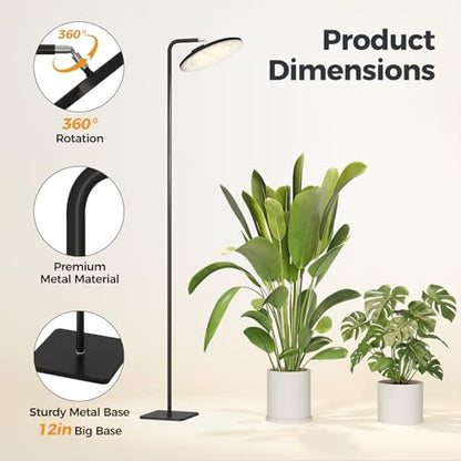 Bamworld Hanging Grow Light for Indoor Plants 12in Large Head Full Spectrum