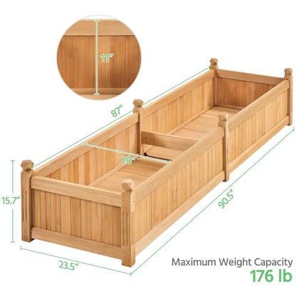 Yaheetech 90.5" Wooden Raised Garden Bed Rectangular Planter Box, 1Pcs - size: 90.5'' x 23'' x 16'' (LxWxH)
