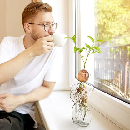 Elegant Female Silhouette Glass Vase by HMC for Plant Propagation and Flower Arrangements - Perfect for Seed Starting, Water Rooting, and Home Decor - Ideal for Avocado, Bulbs, and Plant Cuttings