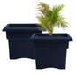 Bloem Veranda 14" Plastic Square Planter Box, Navy, 2-Pack - color: Navy, size: 14" (Pack of 2)