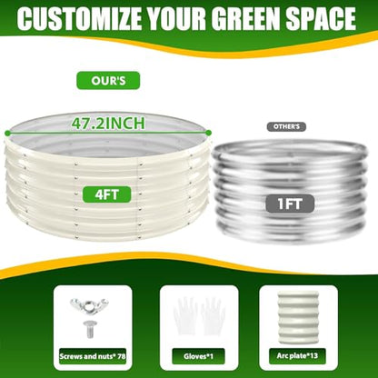 TBMLC 17" Tall,48" Diameter Elevated Round Metal Raised Garden Bed White - color: White, size: 4FT Diameter