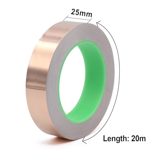 BOMEI PACK Copper Tape 2 Pack 1.97mil x 1inch x 66ft with Conductive Adhesive for Guitars and Shielding, Slugs,Stained Glass, Electrical Repairs, Grounding - size: 2 Pack, 1 Inch X 66 Ft