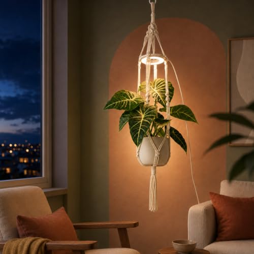 Hanging Grow Lights for Indoor Plants with Macrame Plant Hanger