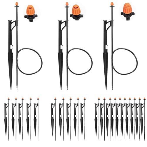 20 Sets 90°,180° &360° Drip Irrigation Micro Sprinkler Heads with 13" Stake - size: 20 Sets 90°/180°/360° Sprinkler Heads