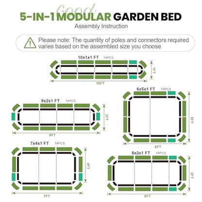 G GOOD GAIN Raised Garden Beds Outdoor, 5-in-1 Modular Metal Planter, Grey - color: Gray, size: 8x3x1ft(1pcs)