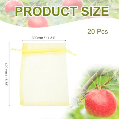 uxcell 20pcs Fruit Protection Bags 15.7x11.8 Garden Netting Cover Yellow - color: Yellow