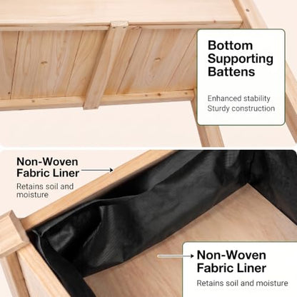48x24x30 Elevated Wooden Raised Garden Bed with Legs, 300LBS Capacity - color: Natural, size: 48 x 24 x 30in