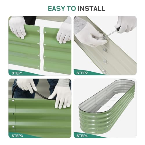 Galvanized Raised Garden Bed Outdoor, 8x2x1.4ft, Olive Green - color: Olive Green, size: 8×2×1.4ft (1 Pack)