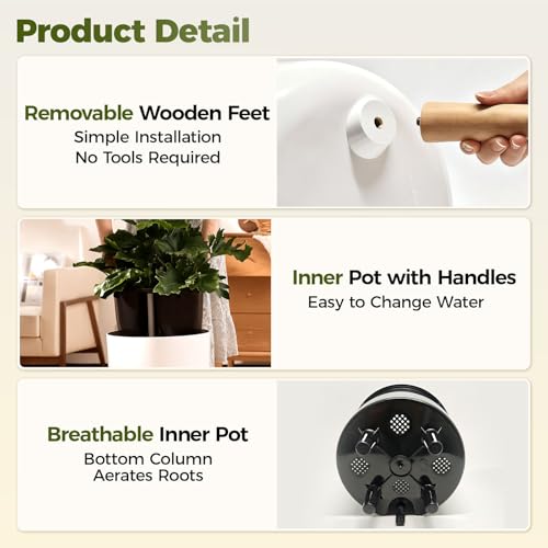 Bamworld Self Watering Pots for Indoor Plants with Water Level Indicator - size: 8 in