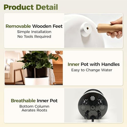 Bamworld Self Watering Pots for Indoor Plants with Water Level Indicator - size: 8 in