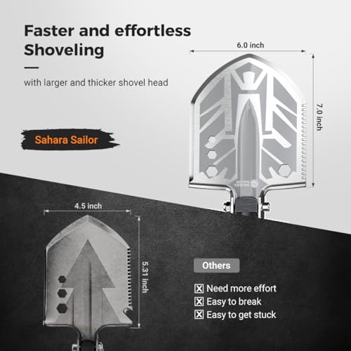 Sahara Sailor Camping Shovel, 23 in 1 Folding Survival Shovel Set