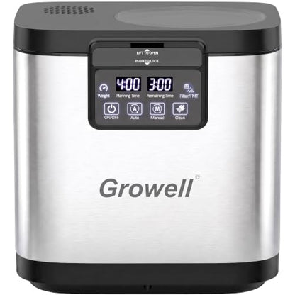 Growell 4L Electric Composter for Kitchen, Countertop, Indoor Compost Bin - color: Silver – Black Lid