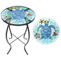 VCUTEKA Outdoor Side Table,14" Patio Accent Table Bistro Coffee End Table - color: Blue Transparent Turtle