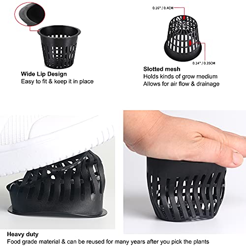 ORIMERC 10 Pack 3 inch Hydroponic Net Pots with Self Watering Wick, Clay Pebbles, Plant Labels Mesh Baskets for Indoor Garden, Aquaponics, Orchids, Herbs, Vegetable, Seed Starting, Mason Jar Insert - size: 3 inch-10 Pack