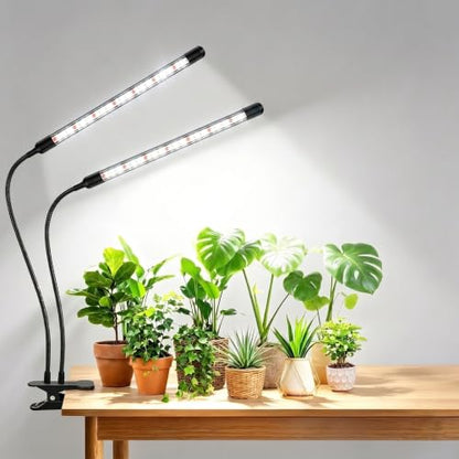 Dual-Head Clip Grow Lights for Indoor Plants, Full Spectrum Plant Lights. - size: 2 Heads