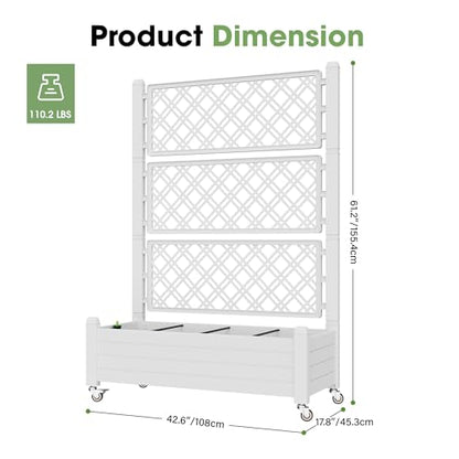Fancyango Raised Garden Bed with Wheels 61.2" H -Medium Ashen - color: Medium Ashen, size: 61.2"H