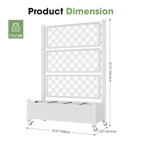 Fancyango Raised Garden Bed with Wheels 61.2" Hx2 -Ashen - color: Ashen, size: 61.2"Hx2