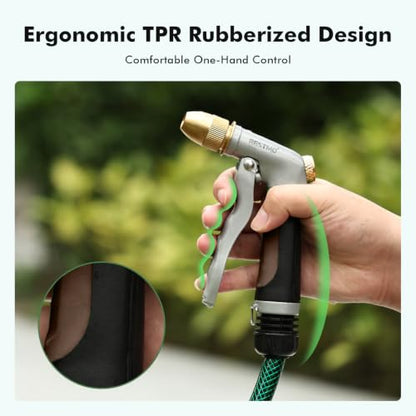 RESTMO Metal Water Hose Nozzle, High Pressure Garden Sprayer, Brown - color: Brown