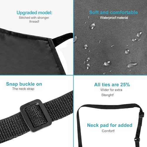 Waterproof Rubber Apron Adjustable Dishwasher Apron - Heavy Duty Work Apron - color: Black, size: 2 Pack