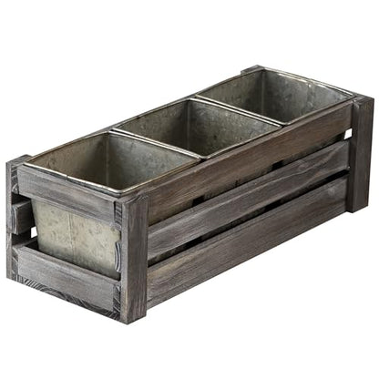 SOFE Rustic Galvanized Planer Box, Indoor Windowsill Herb Garden Organizer